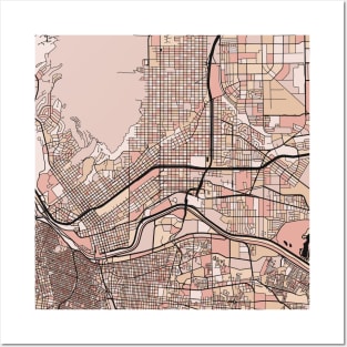 El Paso Map Pattern in Soft Pink Pastels Posters and Art